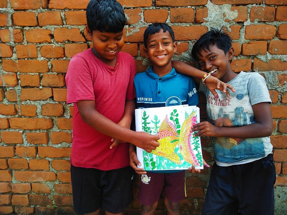 Children drawing artwork